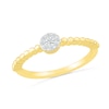 0.085 CT. T.W. Multi-Diamond Bead Shank Promise Ring in Sterling Silver with 14K Gold Plate