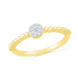 0.085 CT. T.W. Multi-Diamond Bead Shank Promise Ring in Sterling Silver with 14K Gold Plate
