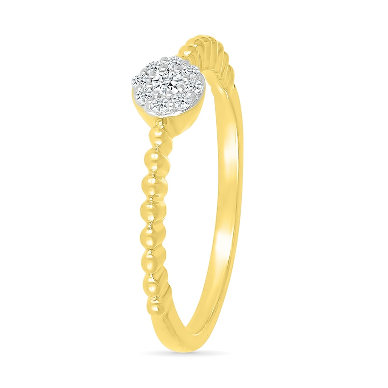 0.085 CT. T.W. Multi-Diamond Bead Shank Promise Ring in Sterling Silver with 14K Gold Plate