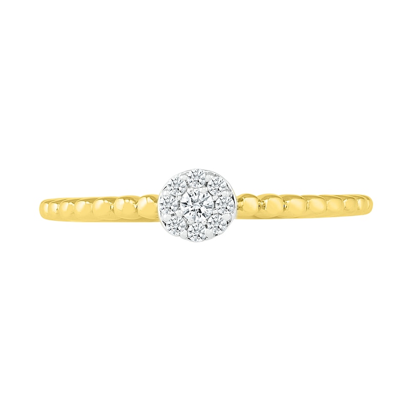 0.085 CT. T.W. Multi-Diamond Bead Shank Promise Ring in Sterling Silver with 14K Gold Plate