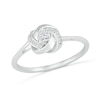 Thumbnail Image 1 of 0.04 CT. T.W. Diamond Love Knot Promise Ring in Sterling Silver