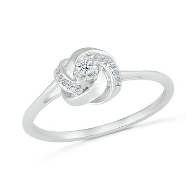 0.04 CT. T.W. Diamond Love Knot Promise Ring in Sterling Silver