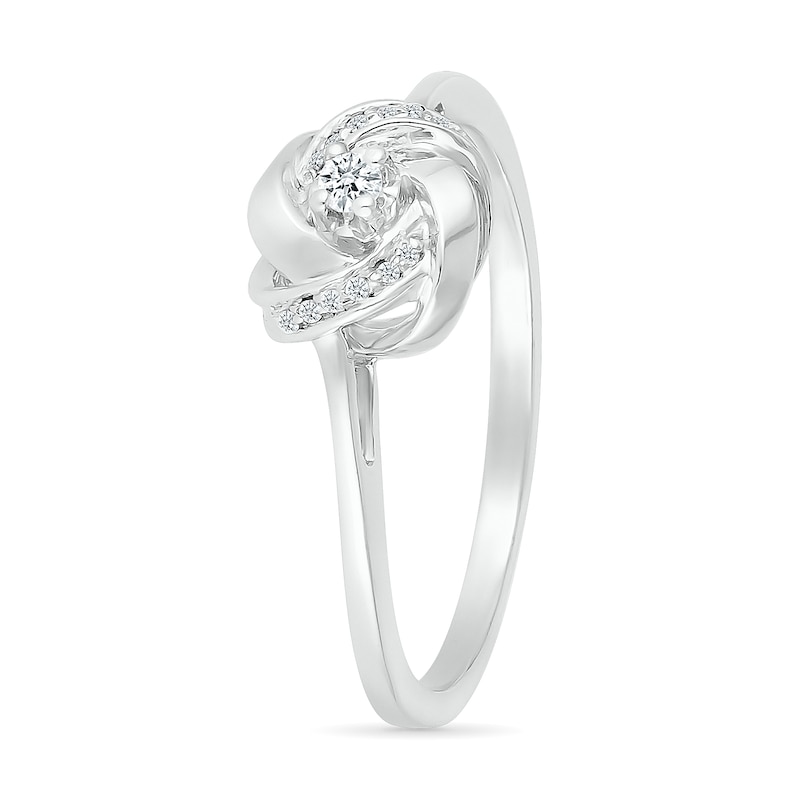 Main Image 2 of 0.04 CT. T.W. Diamond Love Knot Promise Ring in Sterling Silver