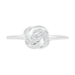 0.04 CT. T.W. Diamond Love Knot Promise Ring in Sterling Silver