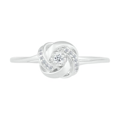 0.04 CT. T.W. Diamond Love Knot Promise Ring in Sterling Silver