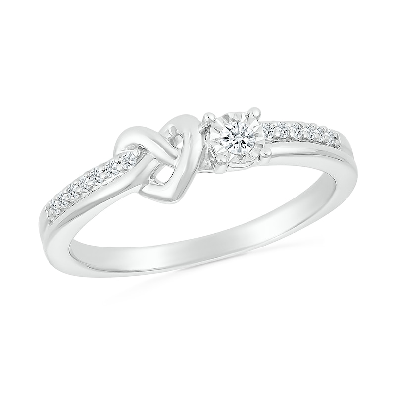 0.085 CT. T.W. Diamond Knotted Heart Promise Ring in Sterling Silver