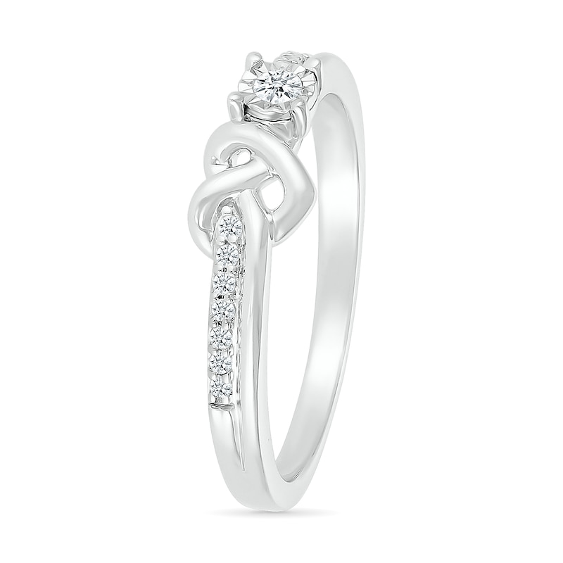 0.085 CT. T.W. Diamond Knotted Heart Promise Ring in Sterling Silver