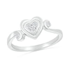 Thumbnail Image 0 of 0.085 CT. T.W. Heart-Shaped Multi-Diamond Alternating Swirl Shank Promise Ring in Sterling Silver