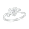 0.085 CT. T.W. Heart-Shaped Multi-Diamond Alternating Swirl Shank Promise Ring in Sterling Silver