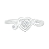 Thumbnail Image 2 of 0.085 CT. T.W. Heart-Shaped Multi-Diamond Alternating Swirl Shank Promise Ring in Sterling Silver
