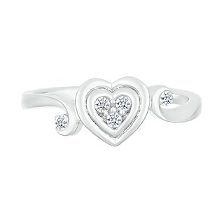 0.085 CT. T.W. Heart-Shaped Multi-Diamond Alternating Swirl Shank Promise Ring in Sterling Silver
