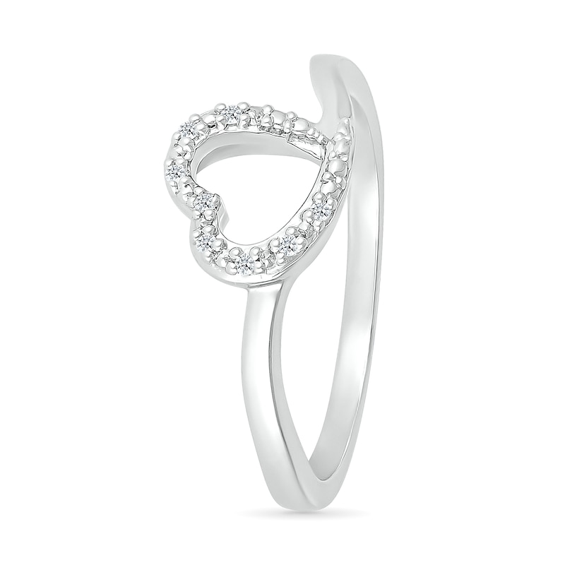 Diamond Accent Tilted Heart Promise Ring in Sterling Silver