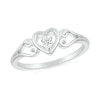 Thumbnail Image 0 of 0.04 CT. Diamond Solitaire Heart Scroll Shank Promise Ring in Sterling Silver