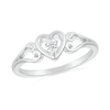 0.04 CT. Diamond Solitaire Heart Scroll Shank Promise Ring in Sterling Silver