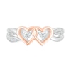 Thumbnail Image 3 of 0.115 CT. T.W. Diamond Interlocking Hearts Split Shank Promise Ring in Sterling Silver and 14K Rose Gold Plate