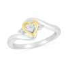 Thumbnail Image 0 of 0.04 CT. T.W. Diamond Heart Three Stone Bypass Promise Ring in Sterling Silver and 14K Gold Plate