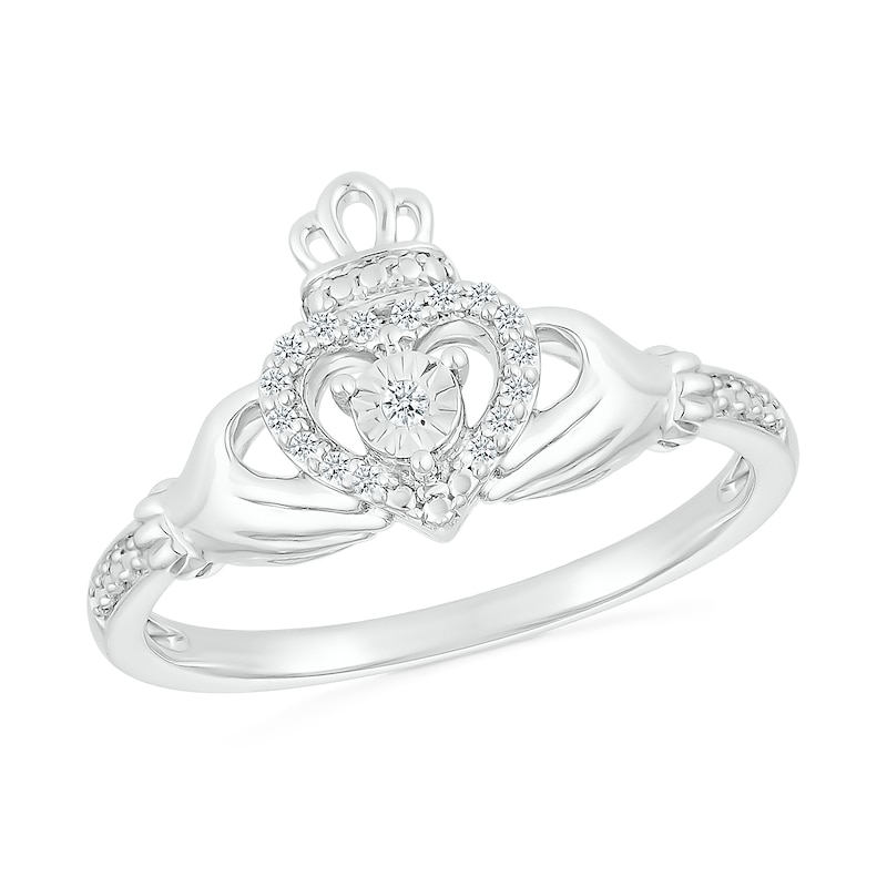 0.065 CT. T.W. Diamond Claddagh Promise Ring in Sterling Silver | Peoples  Jewellers