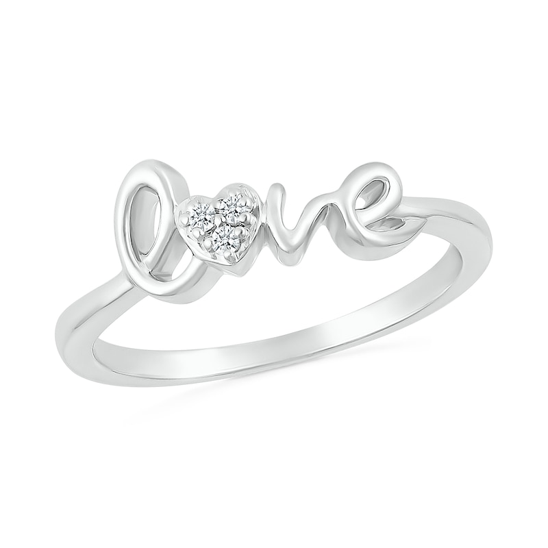 Diamond Accent Cursive "love" Script Promise Ring in Sterling Silver