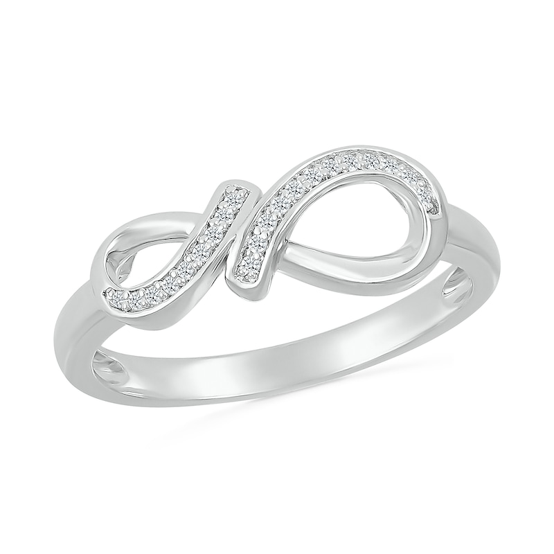 0.04 CT. T.W. Diamond Infinity Ribbon Promise Ring in Sterling Silver|Peoples Jewellers