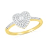 0.23 CT. T.W. Baguette and Round Diamond Double Heart Frame Promise Ring in 10K Gold