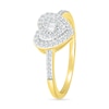Thumbnail Image 1 of 0.23 CT. T.W. Baguette and Round Diamond Double Heart Frame Promise Ring in 10K Gold