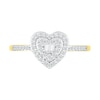 Thumbnail Image 2 of 0.23 CT. T.W. Baguette and Round Diamond Double Heart Frame Promise Ring in 10K Gold