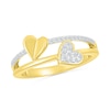 Thumbnail Image 0 of 0.115 CT. T.W. Diamond Double Heart Split Shank Promise Ring in 10K Gold