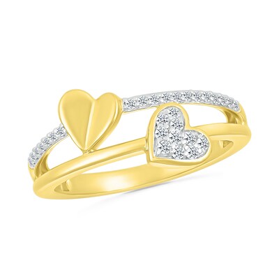0.115 CT. T.W. Diamond Double Heart Split Shank Promise Ring in 10K Gold