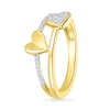 Thumbnail Image 1 of 0.115 CT. T.W. Diamond Double Heart Split Shank Promise Ring in 10K Gold