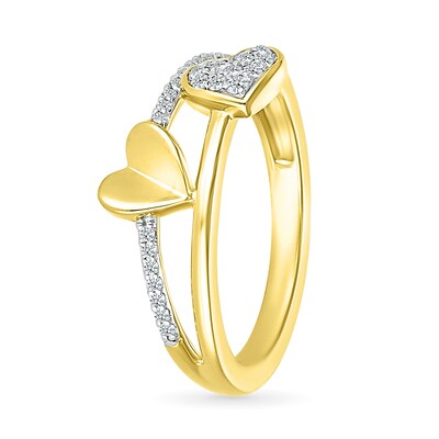 0.115 CT. T.W. Diamond Double Heart Split Shank Promise Ring in 10K Gold