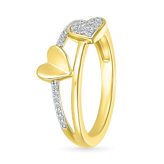0.115 CT. T.W. Diamond Double Heart Split Shank Promise Ring in 10K Gold