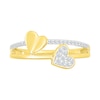 Thumbnail Image 2 of 0.115 CT. T.W. Diamond Double Heart Split Shank Promise Ring in 10K Gold