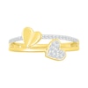 0.115 CT. T.W. Diamond Double Heart Split Shank Promise Ring in 10K Gold