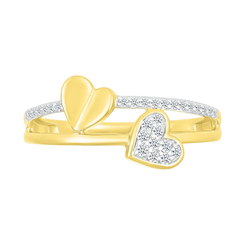 0.115 CT. T.W. Diamond Double Heart Split Shank Promise Ring in 10K Gold