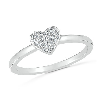 0.066 CT. T.W. Heart-Shaped Multi-Diamond Promise Ring in Sterling Silver