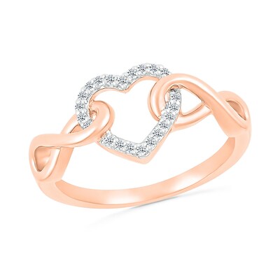 0.085 CT. T.W. Diamond Interlocking Infinity-Sides Heart Promise Ring in 10K Rose Gold