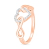 Thumbnail Image 1 of 0.085 CT. T.W. Diamond Interlocking Infinity-Sides Heart Promise Ring in 10K Rose Gold