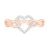 Thumbnail Image 2 of 0.085 CT. T.W. Diamond Interlocking Infinity-Sides Heart Promise Ring in 10K Rose Gold