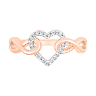 0.085 CT. T.W. Diamond Interlocking Infinity-Sides Heart Promise Ring in 10K Rose Gold