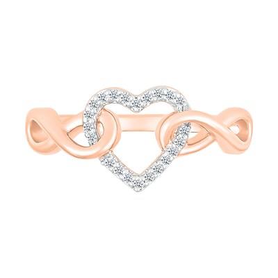 0.085 CT. T.W. Diamond Interlocking Infinity-Sides Heart Promise Ring in 10K Rose Gold