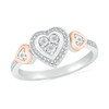 Thumbnail Image 1 of 0.115 CT. T.W. Diamond Heart Frame Heart-Sides Promise Ring in Sterling Silver and 10K Rose Gold
