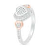 Thumbnail Image 1 of 0.115 CT. T.W. Diamond Heart Frame Heart-Sides Promise Ring in Sterling Silver and 10K Rose Gold