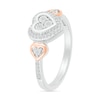 Thumbnail Image 2 of 0.115 CT. T.W. Diamond Heart Frame Heart-Sides Promise Ring in Sterling Silver and 10K Rose Gold