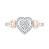 Thumbnail Image 3 of 0.115 CT. T.W. Diamond Heart Frame Heart-Sides Promise Ring in Sterling Silver and 10K Rose Gold