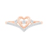 0.115 CT. T.W. Diamond Heart Chevron Promise Ring in 10K Rose Gold