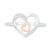 Thumbnail Image 3 of 0.04 CT. T.W. Diamond Large and Tilted Small Heart Promise Ring in Sterling Silver and 10K Rose Gold