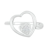 Thumbnail Image 2 of 0.04 CT. T.W. Heart-Shaped Multi-Diamond Large and Small Open Frame Tilted Heart Promise Ring in Sterling Silver