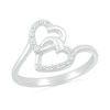 Thumbnail Image 1 of 0.04 CT. T.W. Diamond Titled Interlocking Hearts Promise Ring in Sterling Silver