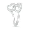 Thumbnail Image 2 of 0.04 CT. T.W. Diamond Titled Interlocking Hearts Promise Ring in Sterling Silver