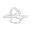 Thumbnail Image 3 of 0.04 CT. T.W. Diamond Titled Interlocking Hearts Promise Ring in Sterling Silver